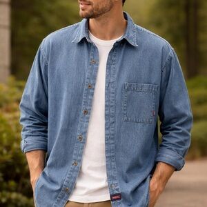 Dickies vintage Blue Denim 💯 cotton Shirt size large